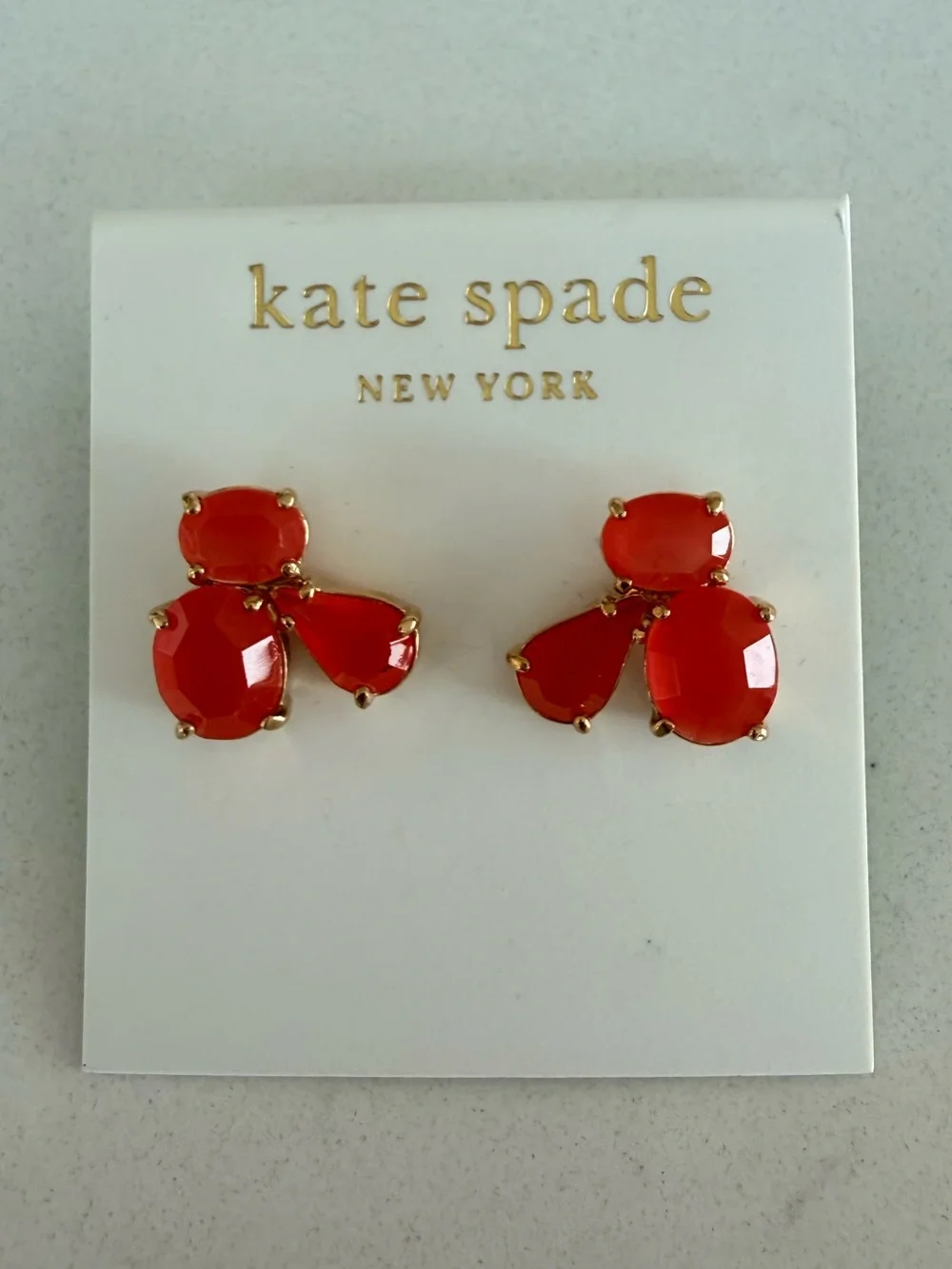 Kate Spade Coral Red Blossom Cluster Stud Earrings